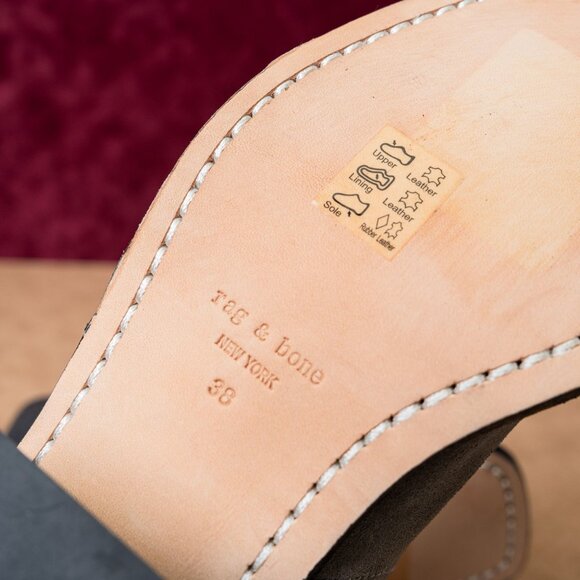 rag&bone Women Bristol Grey Leather Back Zip Moto Ankle Boots sz 7.5US EUR 38 - Picture 8 of 9